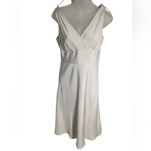 J. Crew Women's Silk Sleeveless White Empire Waist Cocktail Dress Zip Side 6P